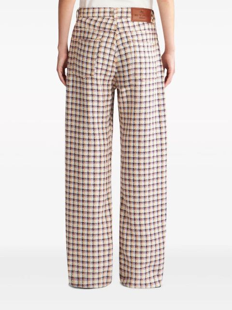 ETRO check-jacquard wide-leg trousers - White