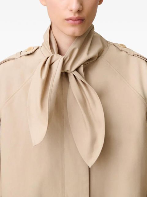 Claudie Pierlot tie-detail cotton trench coat - Neutrals