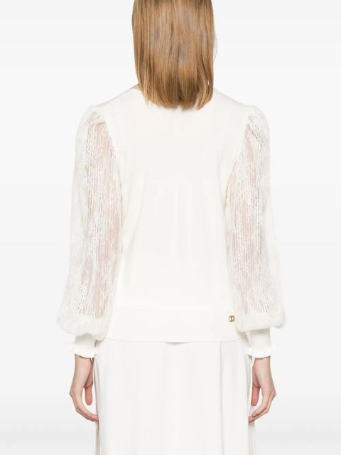 TWINSET dual-use lace-sleeves sweater - Neutrals