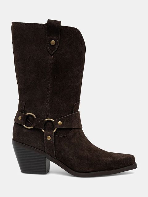 Answear.LAB kowbojki zamszowe kolor brązowy na słupku