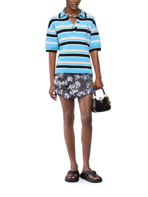 Rabanne striped embroidered polo top - Blue - zdjęcie produktu nr 2