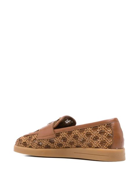 Casadei woven logo-plaque loafers - Brown