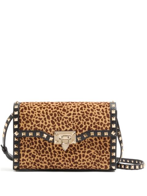 Valentino Garavani small Rockstud animal-print shoulder bag - Brown - zdjęcie produktu nr 1