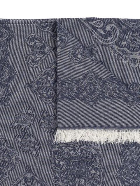 ETRO paisley-print fringed scarf - Blue