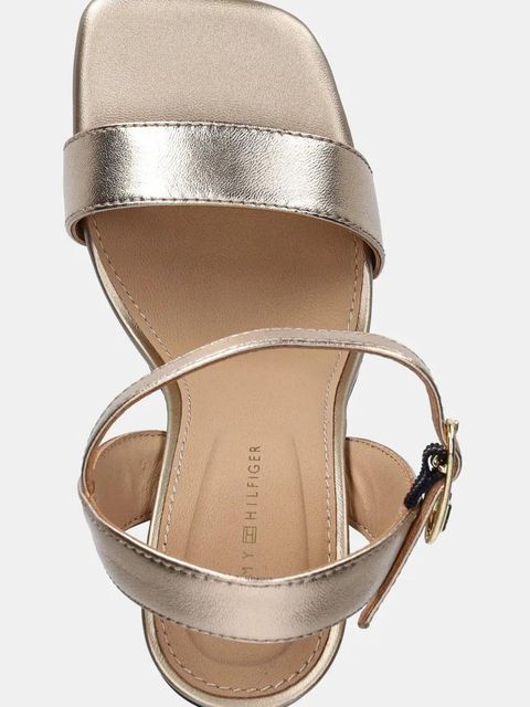 Tommy Hilfiger sandały skórzane HIGH HEEL GOLDEN LEATHER SANDAL kolor złoty FW0FW08674