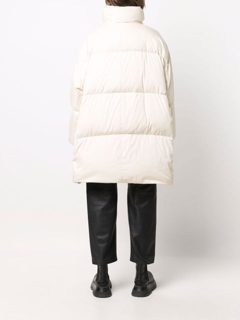 Prada logo-patch padded coat - Neutrals