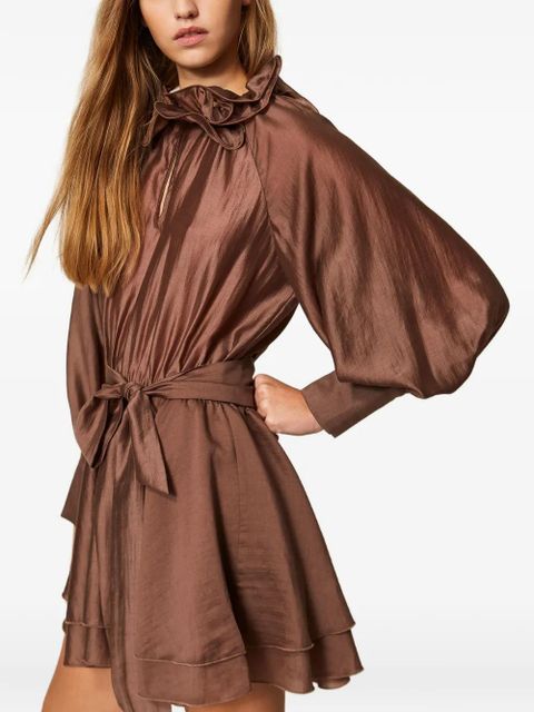TWINSET ruffled belted dress - Brown - zdjęcie produktu nr 2