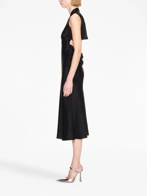 Off-White buckle-detail satin midi dress - Black