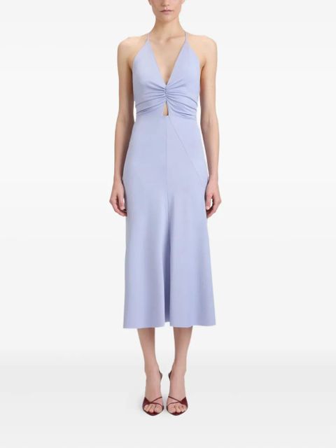 Victoria Beckham V-neck ruched midi dress - Blue