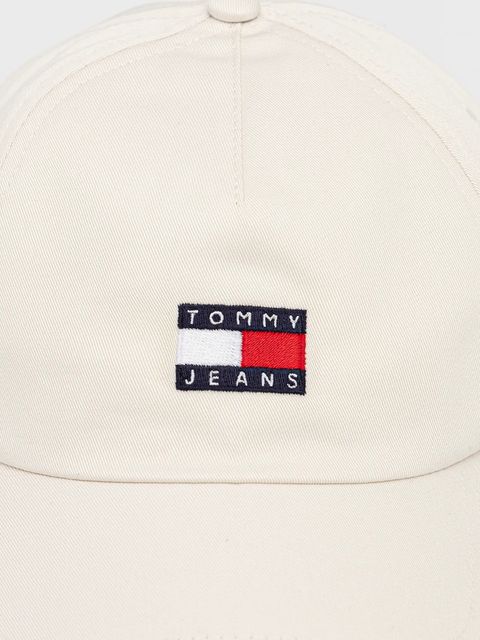 Tommy Jeans czapka z daszkiem bawełniana kolor beżowy z aplikacją AW0AW16991 - zdjęcie produktu nr 2
