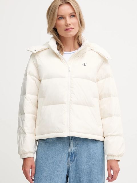 Calvin Klein Jeans kurtka puchowa kolor beżowy zimowa oversize LV047D501G - zdjęcie produktu nr 1