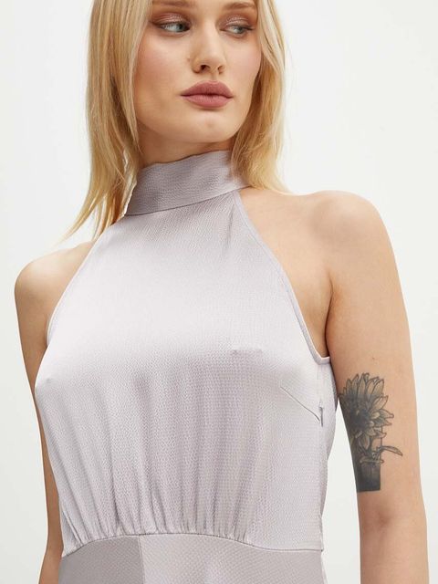 Samsoe Samsoe sukienka Rheo kolor szary maxi rozkloszowana F20500071