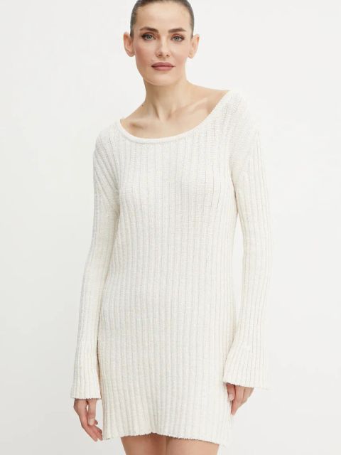 Pinko sukienka kolor beżowy mini dopasowana 105301 A2N7