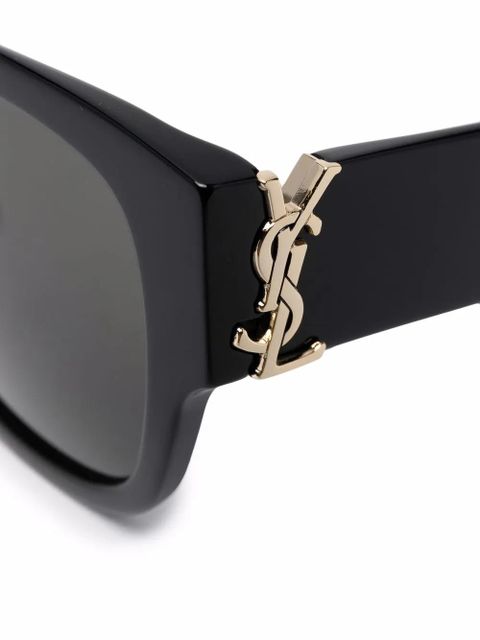 Saint Laurent Eyewear logo-plaque detail sunglasses - Black