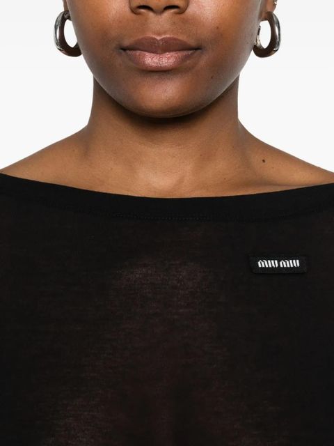 Miu Miu logo-patch midi dress - Black