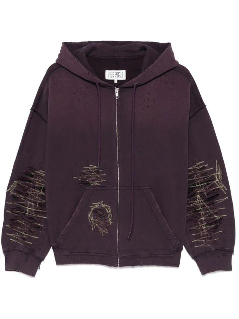 MM6 Maison Margiela distressed hoodie - Purple - zdjęcie produktu nr 1