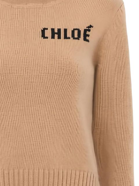 Chloé embroidered-logo sweater - Brown - zdjęcie produktu nr 2