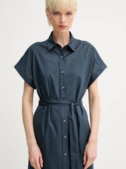 Marc O'Polo sukienka bawełniana kolor niebieski midi prosta 504081121147