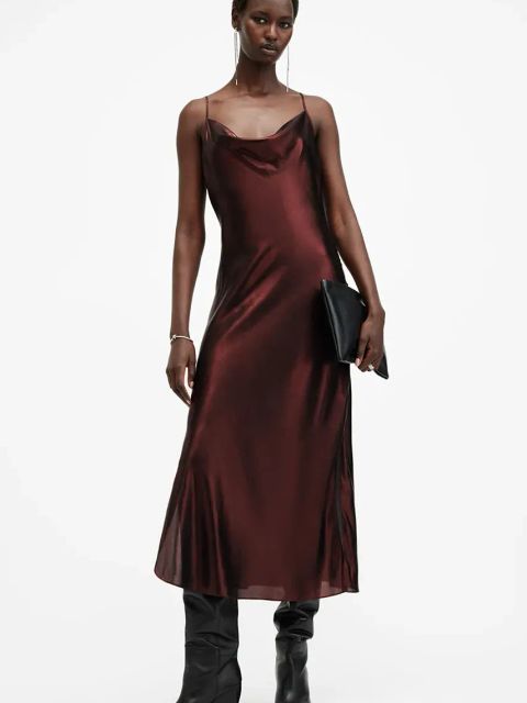 AllSaints sukienka HADLEY kolor czerwony midi prosta W255DB