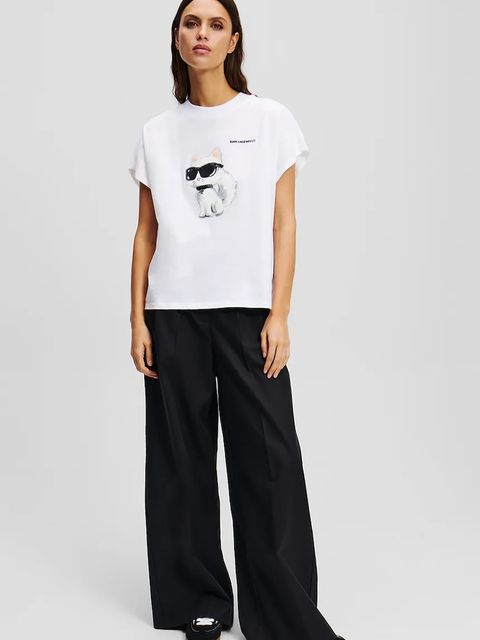 Karl Lagerfeld t-shirt bawełniany IKON AQUARELLE damski kolor biały A2W17115