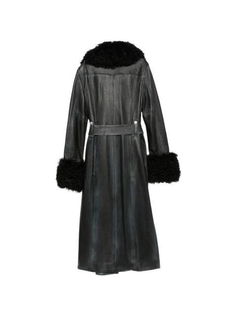 Blumarine shearling-trim leather coat - Black - zdjęcie produktu nr 2