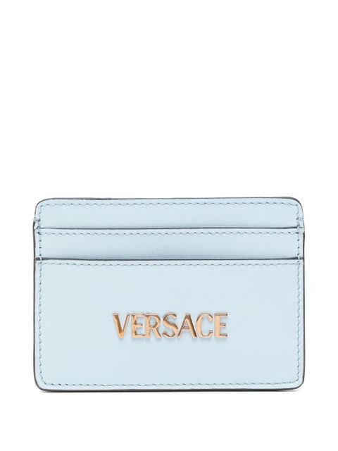 Versace logo-lettering leather cardholder - Blue - zdjęcie produktu nr 1