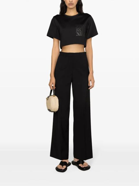 Max Mara logo-print cropped T-shirt - Black