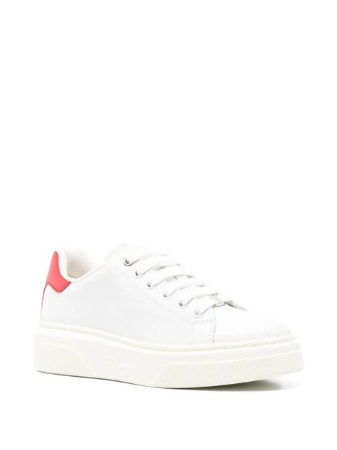 Ferragamo leather lace-up low-top sneakers - White