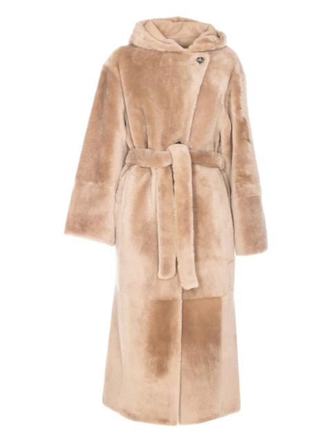 Yves Salomon hooded belted faux-fur coat - Neutrals - zdjęcie produktu nr 1