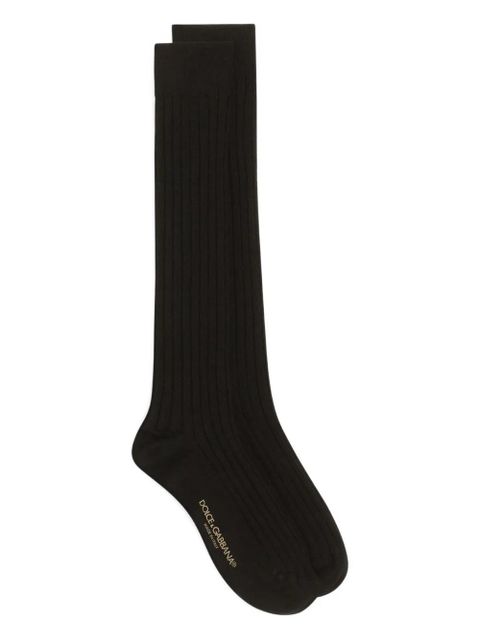Dolce & Gabbana ribbed logo-print socks - Black