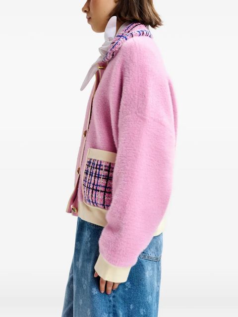 Essentiel Antwerp tweed-collar patch-pocket cardigan - Pink