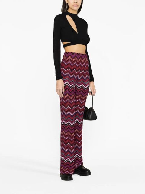Missoni zigzag-print high-waisted trousers - Purple