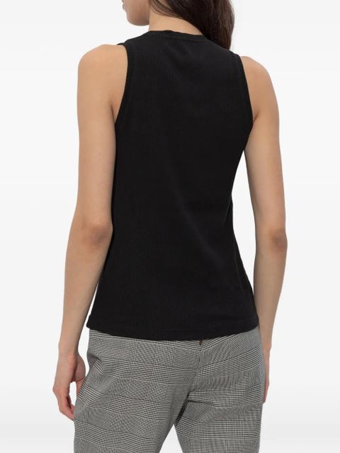 Balmain logo-embroidered ribbed tank top - Black