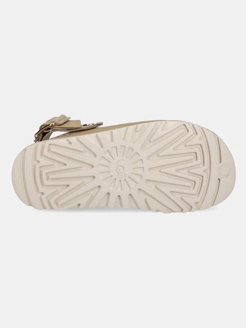 UGG klapki nubukowe Goldenstar Villa Clog damskie kolor beżowy na platformie 1169590-MDSD