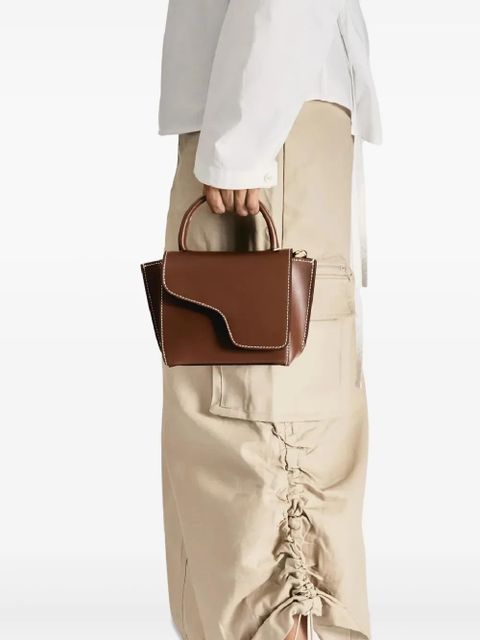 ATP Atelier mini Montalcino contrast-stitching flap tote bag - Brown