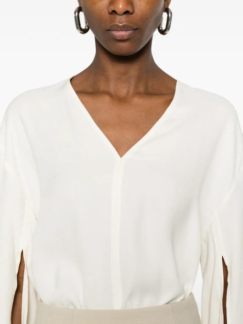 TOTEME V-neck long-sleeved top - White