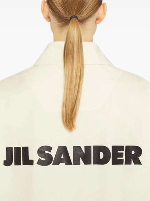 Jil Sander logo-print cotton shirt jacket - White