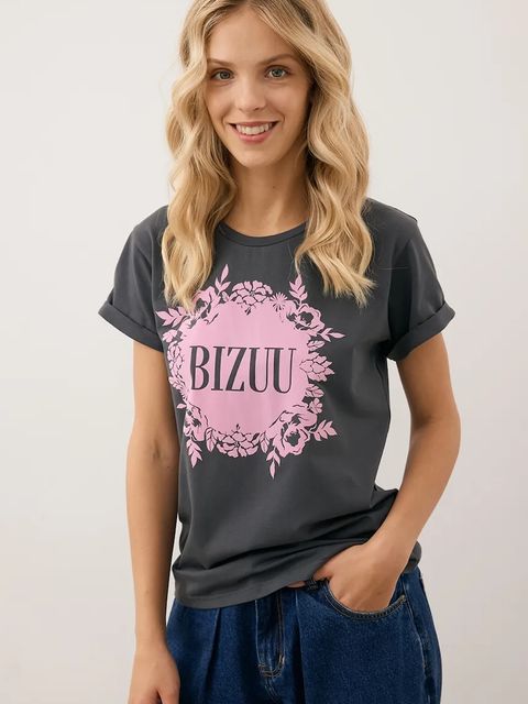 Bizuu t-shirt IOLA damski kolor szary IOLA GRAFITOWY - zdjęcie produktu nr 1
