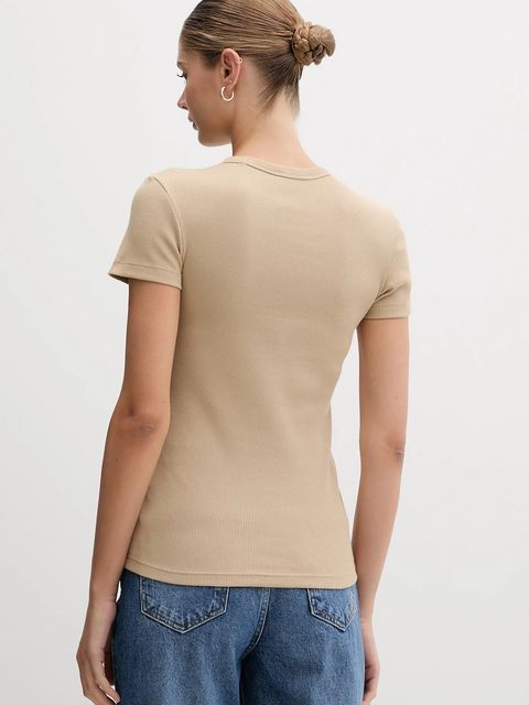 Lacoste t-shirt bawełniany damski kolor beżowy TF5538