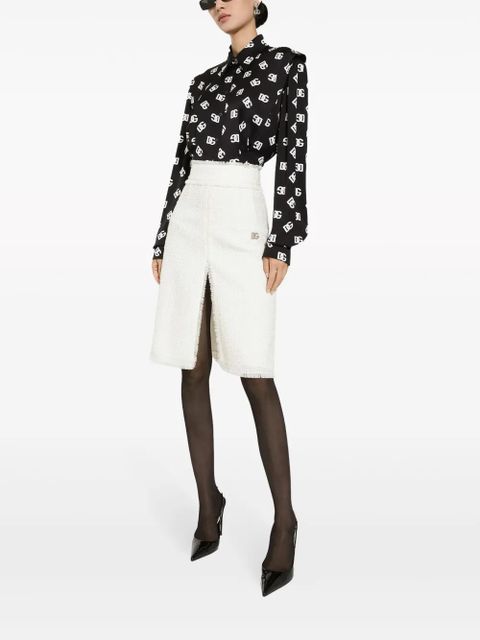 Dolce & Gabbana high-waist tweed skirt - White