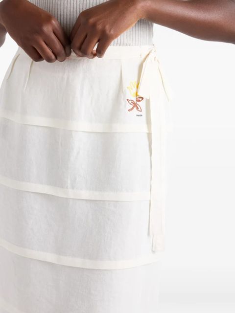 Prada embroidered linen skirt - White