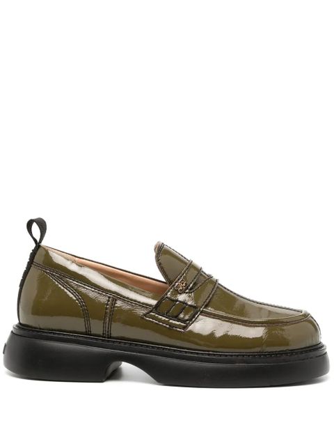 GANNI round-toe loafers - Green