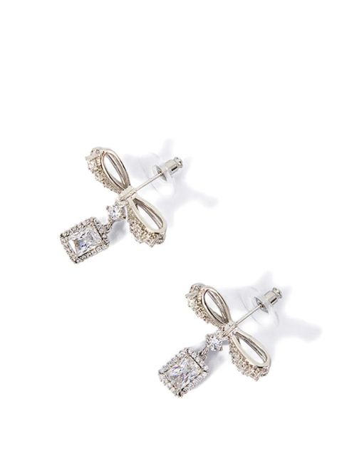 Self-Portrait crystal bow drop earrings - Silver - zdjęcie produktu nr 2