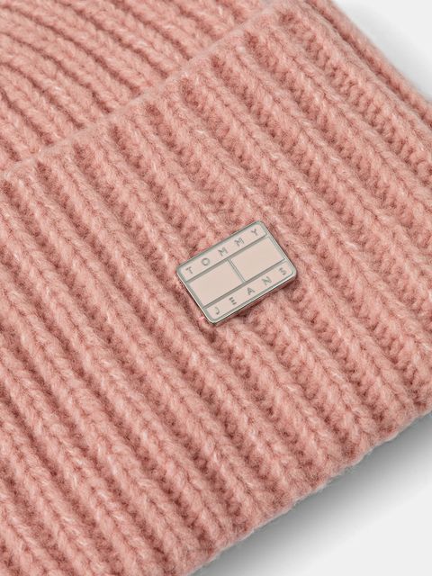 Tommy Jeans czapka z dodatkiem wełny kolor różowy AW0AW17905 - zdjęcie produktu nr 2