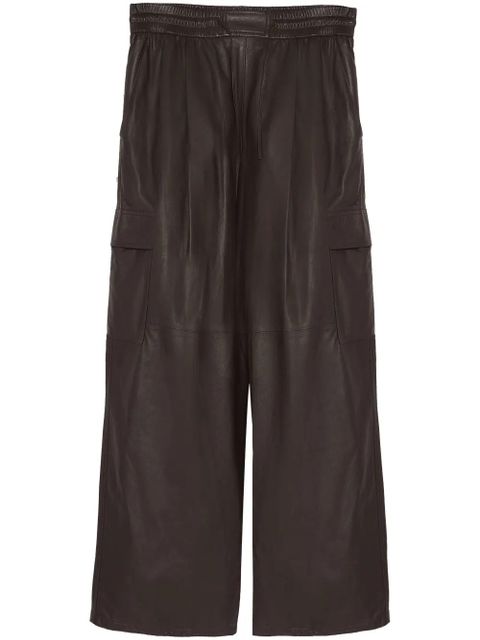 Yves Salomon leather wide-leg trousers - Brown - zdjęcie produktu nr 1