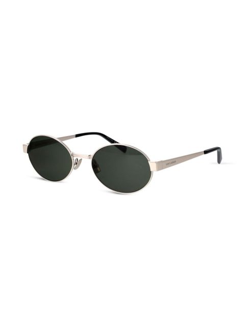 Saint Laurent Eyewear logo-engraved oval-frame sunglasses - Silver