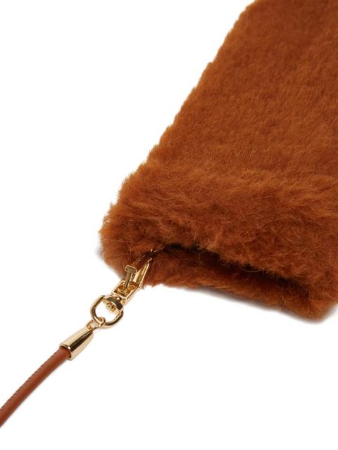Max Mara furry-texture mittens - Brown