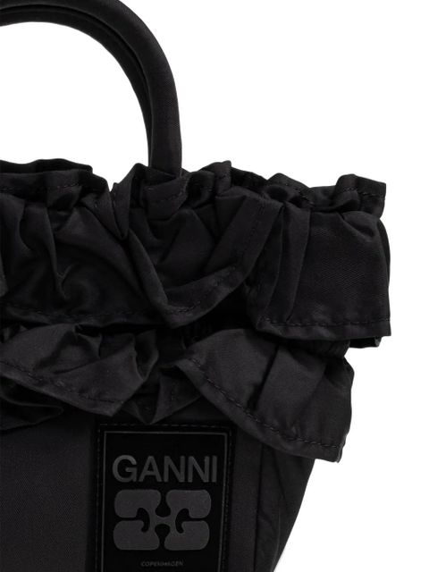 GANNI ruffle-detail tote bag - Black - zdjęcie produktu nr 2