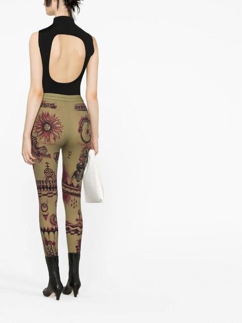 Marine Serre Geotic tattoo-print leggings - Green