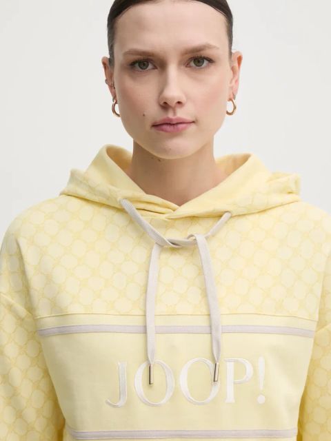 Joop! bluza damska kolor żółty z kapturem wzorzysta 30030062 10007096
